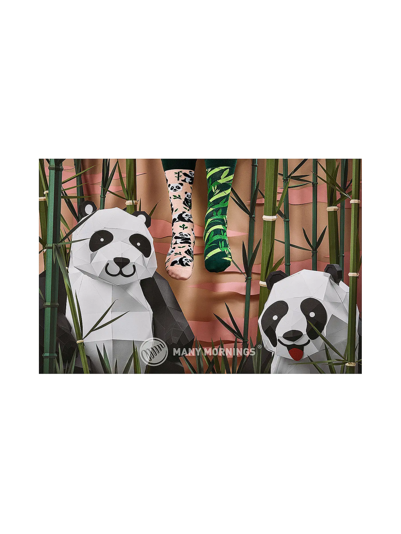 MANY MORNINGS | Damen Socken SWEET PANDA grün | 